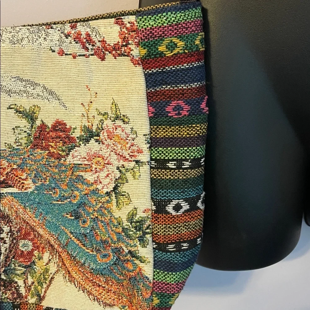 Peacock Embroidered Tapestry Crossbody Purse Bag